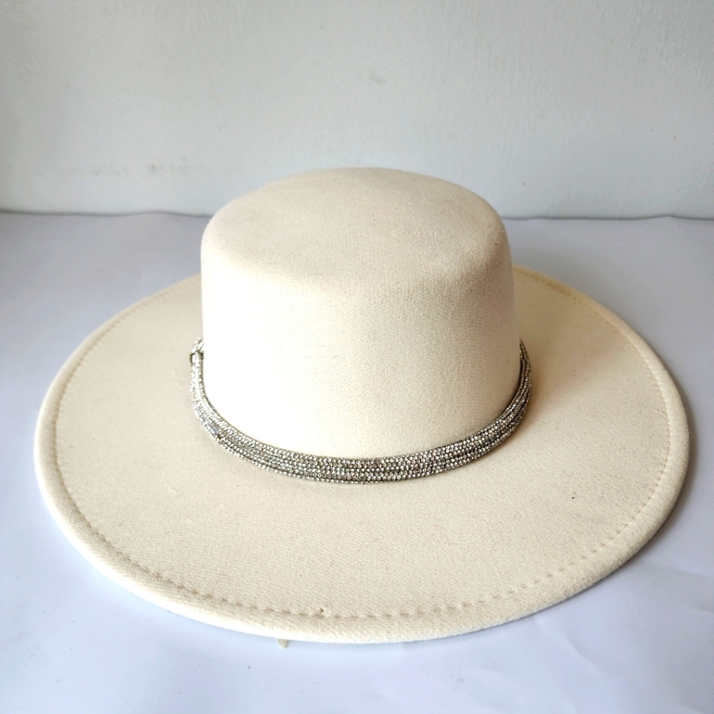 Steve Madden Vital Rhinestones Ivory Hat